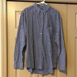 Chaps Easy Care Button Down Blue Plaid Size XL